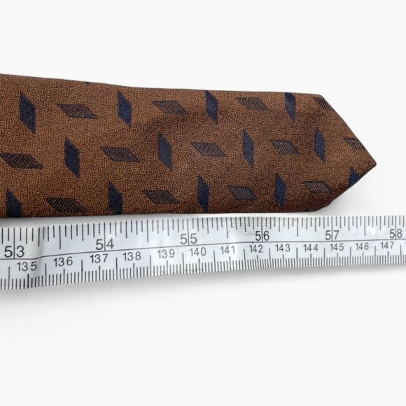 Gianni Versace Silk Tie Geometric Brown Office Business Formal Designer Italy - Picture 6 of 6
